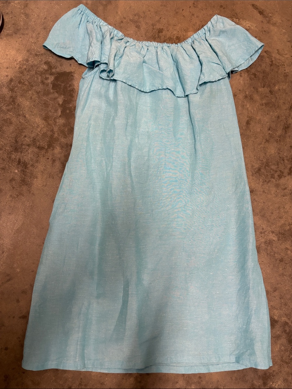 Tommy Bahama Light Blue Off-Shoulder Ruffle Casual Dress